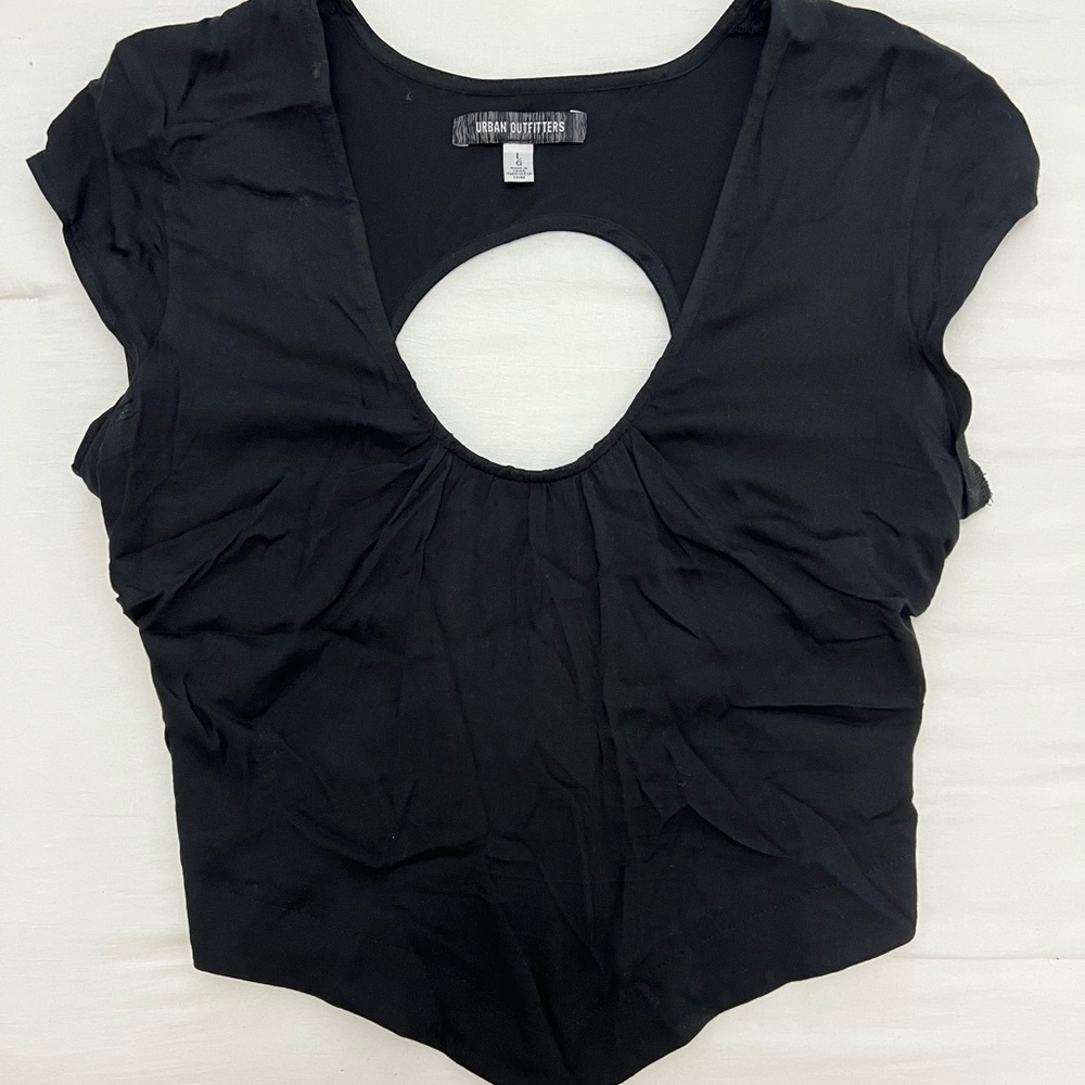 Urban Outfitters Black Ruched Cutout Bodysuit